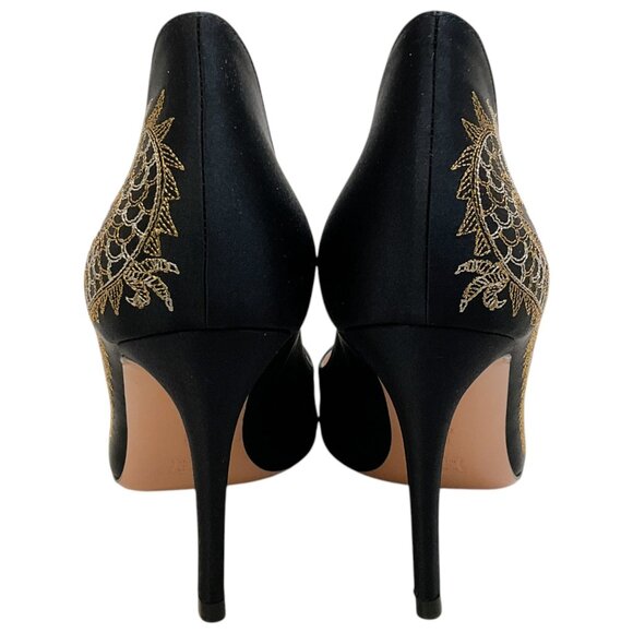 Gianvito Rossi Black Satin Embroidered Dragon 100 Pumps - Picture 5 of 6